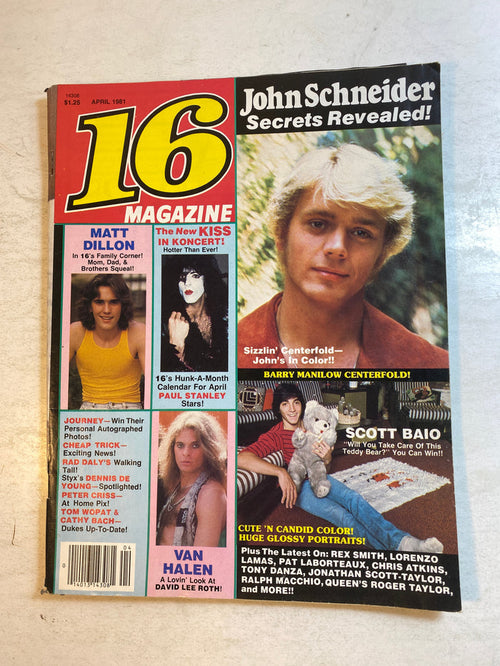 16 Magazine April 1981 John Schneider Matt Dillon w/ poster intact