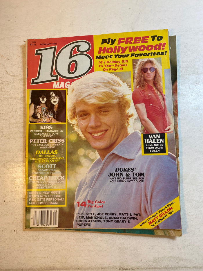16 Magazine February 1981 John Schneider Van Halen no poster