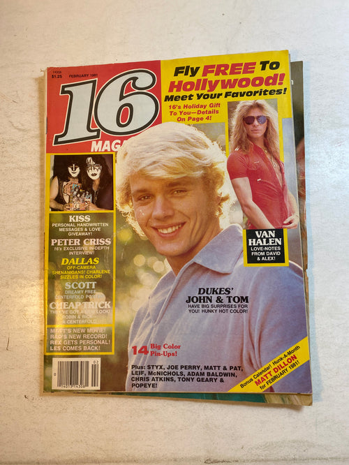 16 Magazine February 1981 John Schneider Van Halen no poster