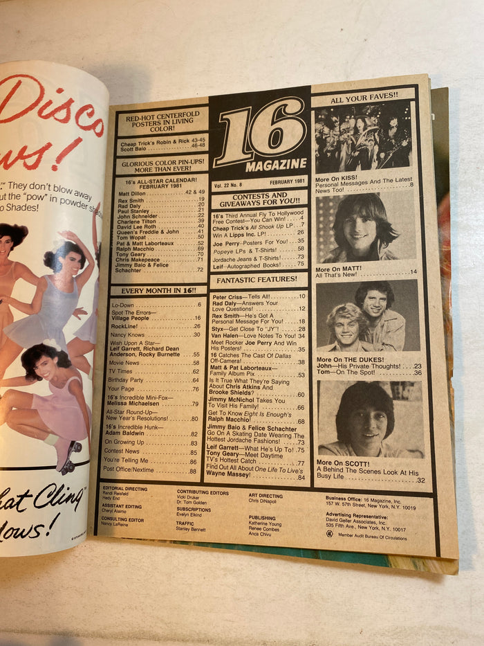 16 Magazine February 1981 John Schneider Van Halen no poster