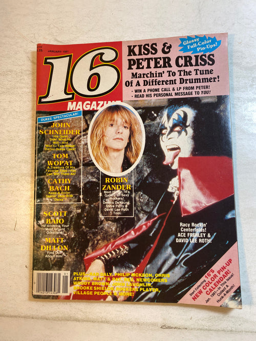 16 Magazine January 1981 Kiss Robin Zander