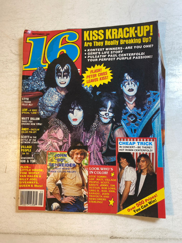 16 Magazine September 1980 Kiss Cheap Trick w/ poster