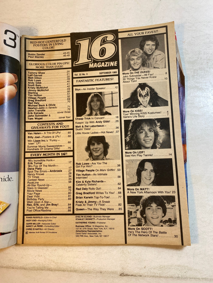 16 Magazine September 1980 Kiss Cheap Trick w/ poster
