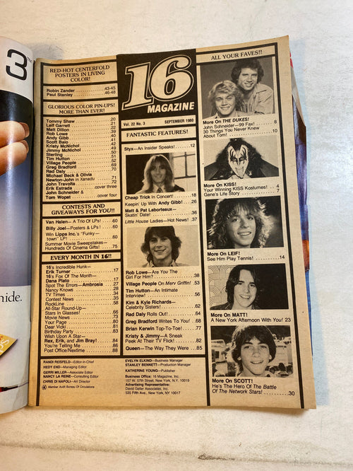16 Magazine September 1980 Kiss Cheap Trick w/ poster