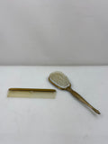 2 Piece Vintage Gold Tone Hairbrush and Gemlite Comb