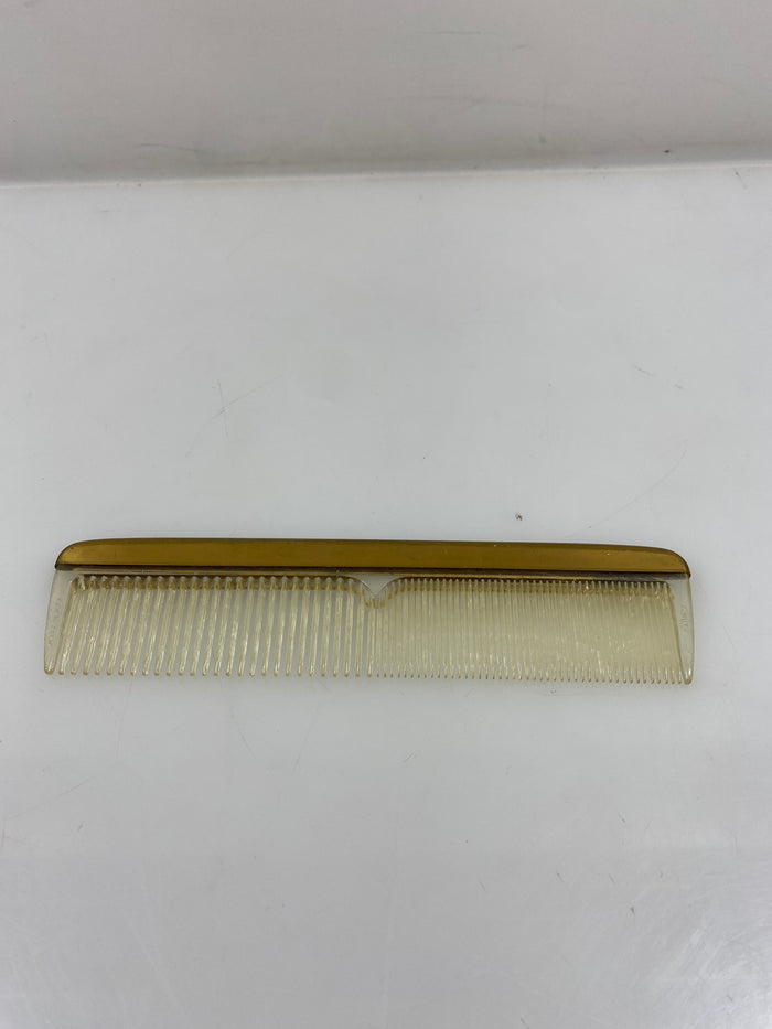 2 Piece Vintage Gold Tone Hairbrush and Gemlite Comb