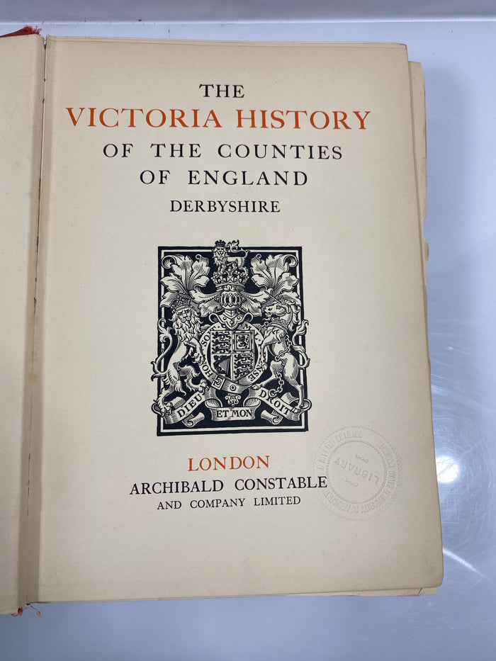 2 Vol. Set: History of the County of Derby 1905-07 Ex-Library HC