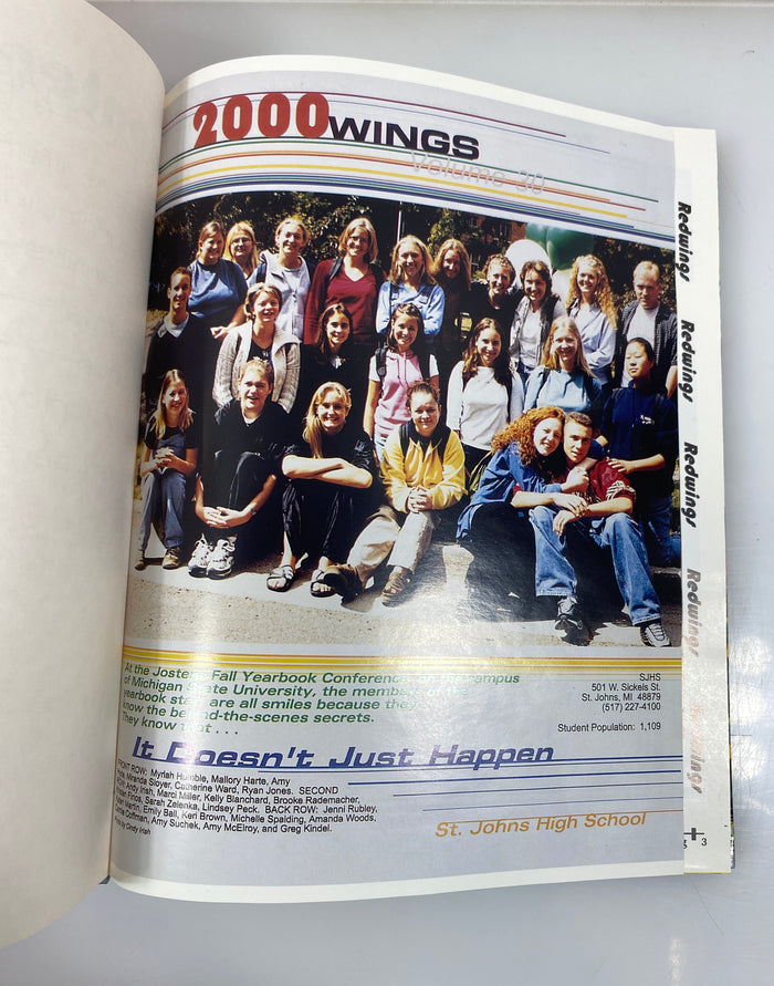 2000 St. Johns High School Yearbook "Wings" St. Johns Michigan HC