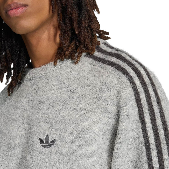 Adidas	3-Stripes Fluffy Knit Crew Sweatshirt