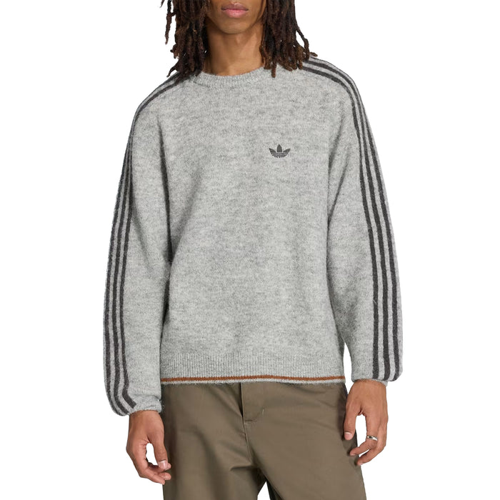Adidas	3-Stripes Fluffy Knit Crew Sweatshirt