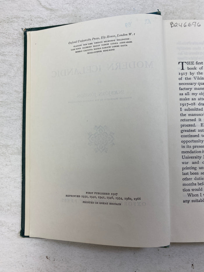 A Primer of Modern Icelandic by Jonsson Ex-library 1966 HC