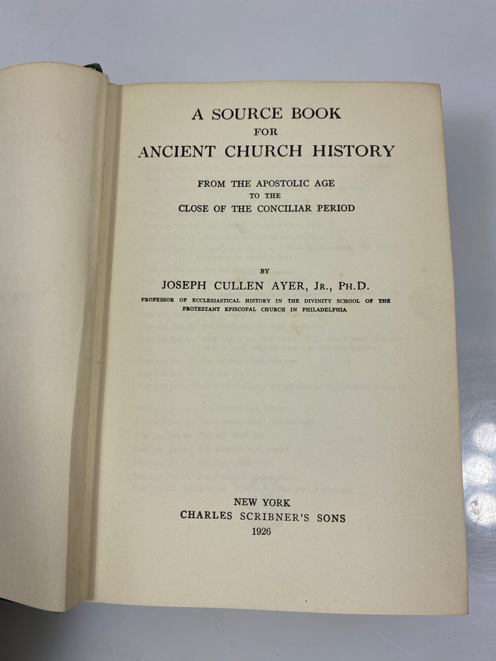 A Source Book for Ancient Church History by Ayer 1926 HC