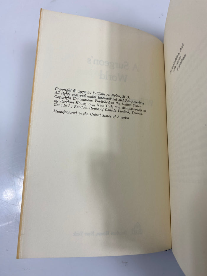 A Surgeon's World William A. Nolen 1972 HCDJ BCE