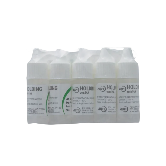 ABT360 Holding Media Adapt with HA,"Pack of small clear bottles with white caps in shrink wrap"