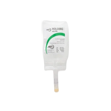 ABT360 Holding Media Adapt with HA,"IV fluid bag with attached tubing and capped connector"