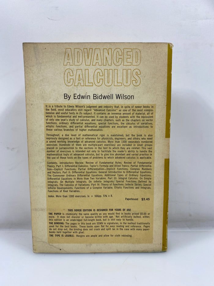 Advance Calculus by Bidwell Wilson 1912 SC