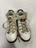 Air Jordan 6 Rings Boys High Top Sneakers in White, Red, and Black Boys Size 7Y
