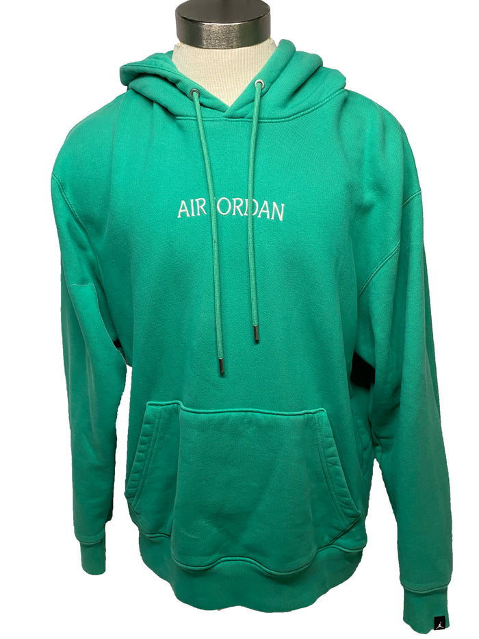 Air Jordan Embroidered Terry Cotton Hoodie in Emerald Men's Size L