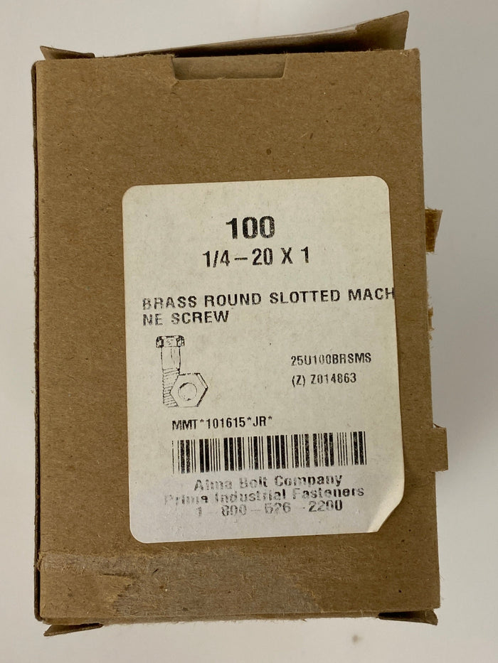 Alma Bolt Company 1/4 x 1 Slotted Brass Machine Screws Pack of 3