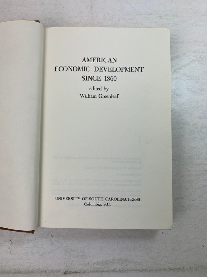 American Economic Development Since 1860 Greenleaf Ex-library 1968 HC