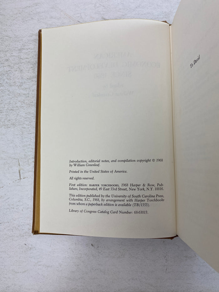 American Economic Development Since 1860 Greenleaf Ex-library 1968 HC