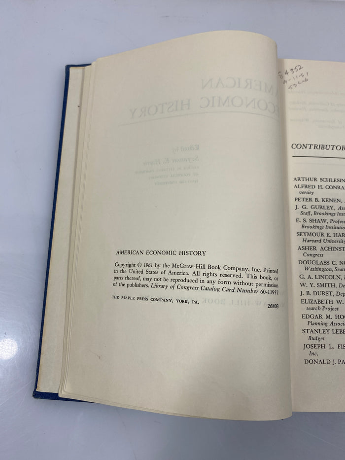 American Economic History by Seymour Harris Ex-library 1961 HC