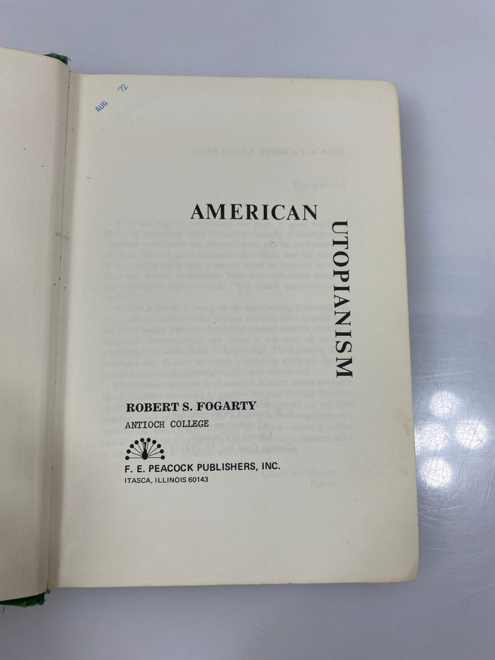 American Utopianism by Fogarty Ex-library 1972 HC