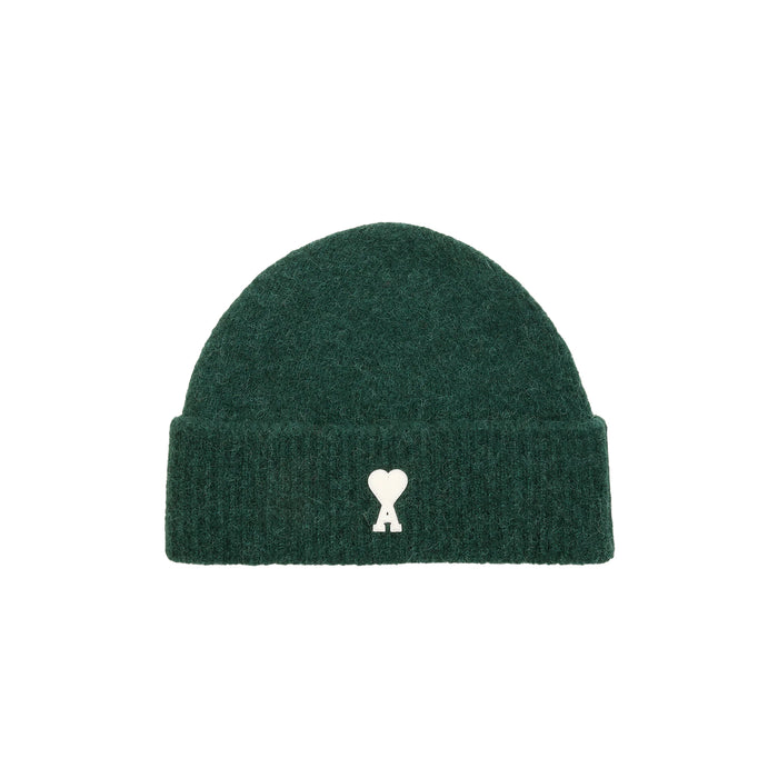 AMI Paris Ami De Coeur Alpaca Beanie (Vert Bouteille / Ecru)