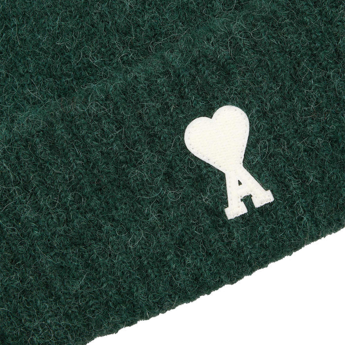 AMI Paris Ami De Coeur Alpaca Beanie (Vert Bouteille / Ecru)