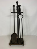 Antique 1800's Bradley & Hubbard Wrought Iron 4-Piece Fireplace Set