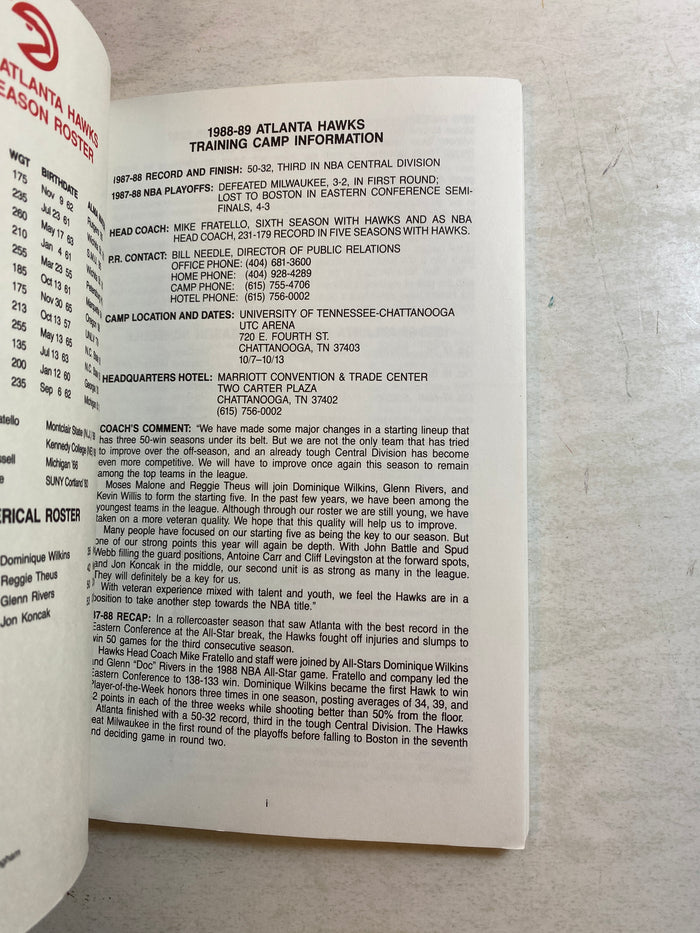 Atlanta Hawks NBA Media Guide 1988-1989