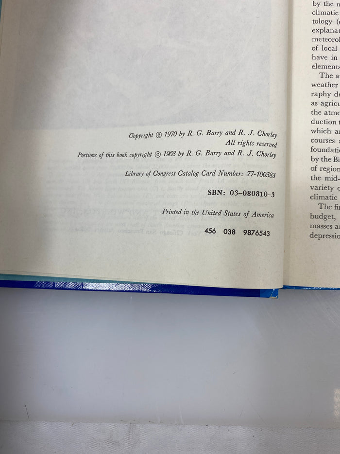 Atmosphere, Weather, and Climate by Barry/Chorley 1970 HC