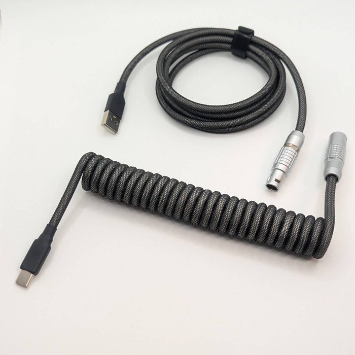Ausmodshop ProLock Coiled Keyboard Cable - Titanium