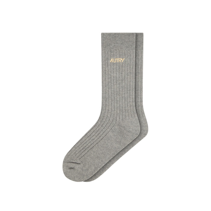 Autry Ribbed Embroidered Logo Socks