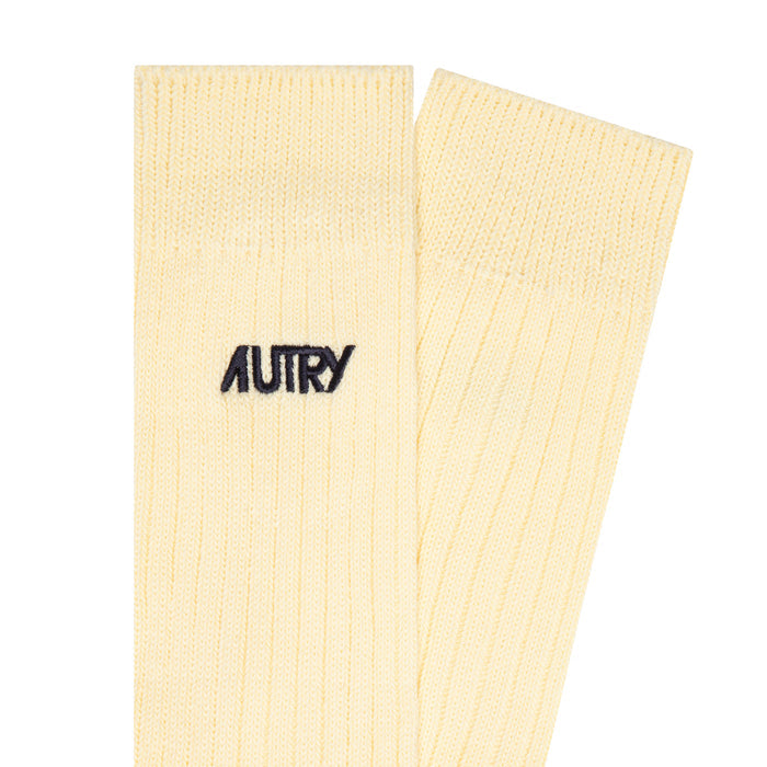 Autry Ribbed Embroidered Logo Socks