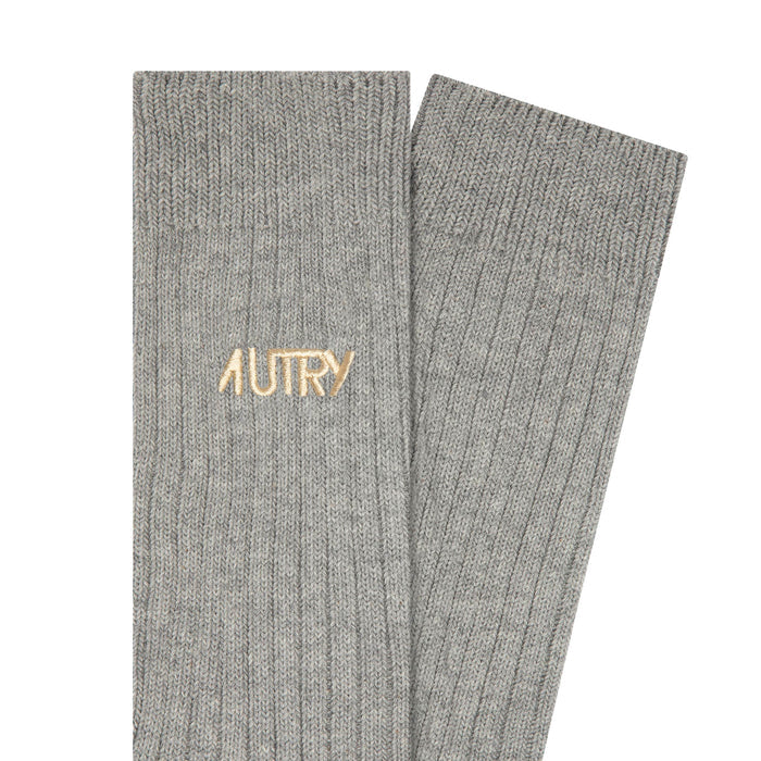 Autry Ribbed Embroidered Logo Socks