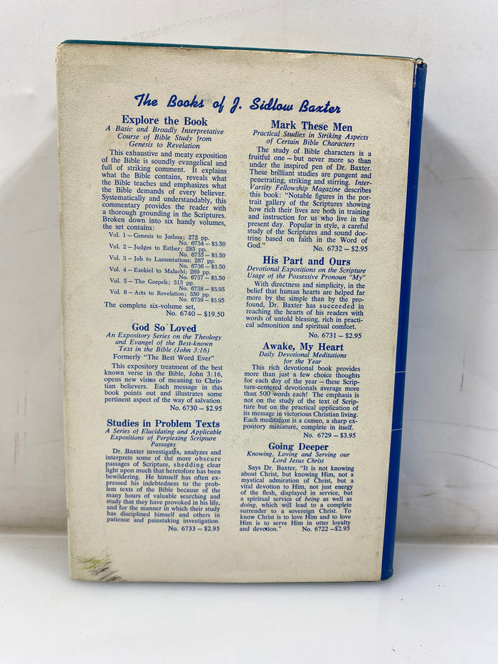 Awake, My Heart by Baxter Zondervan Publishing 3rd US Ed. 1962 HCDJ