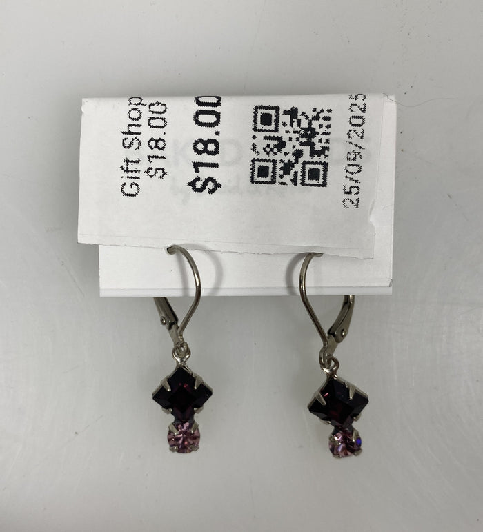 Baked Beads Diamond Stacked Pink Crystal Earrings