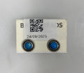 Baked Beads Silver Blue Granulated Stud Earrings