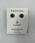 Baked Beads Silver Maroon Granulated Stud Earrings