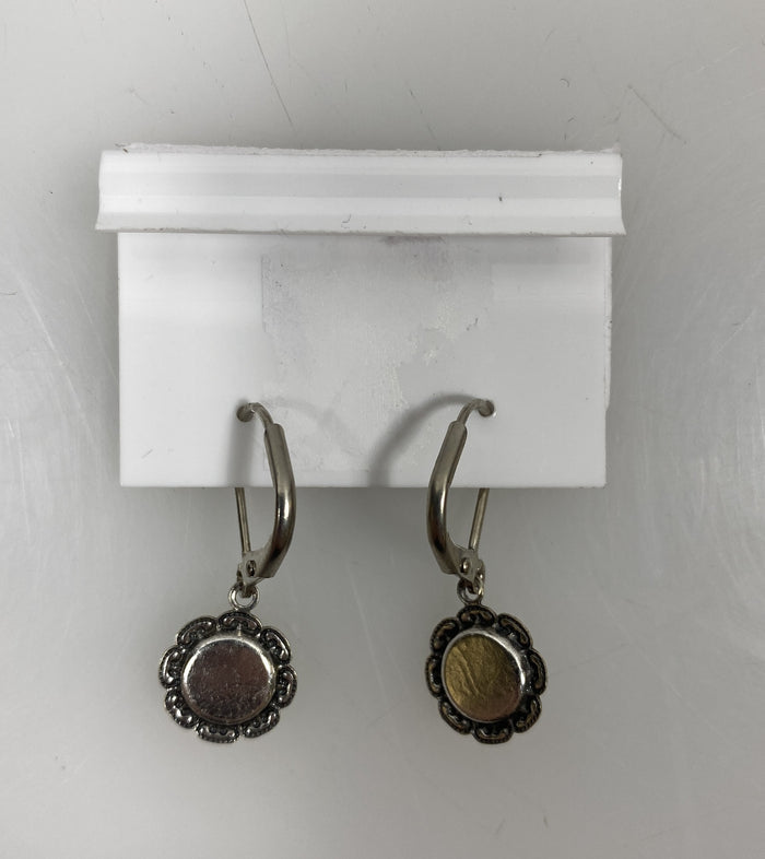Baked Beads Silver Multicolored Crystal Flower Earrings