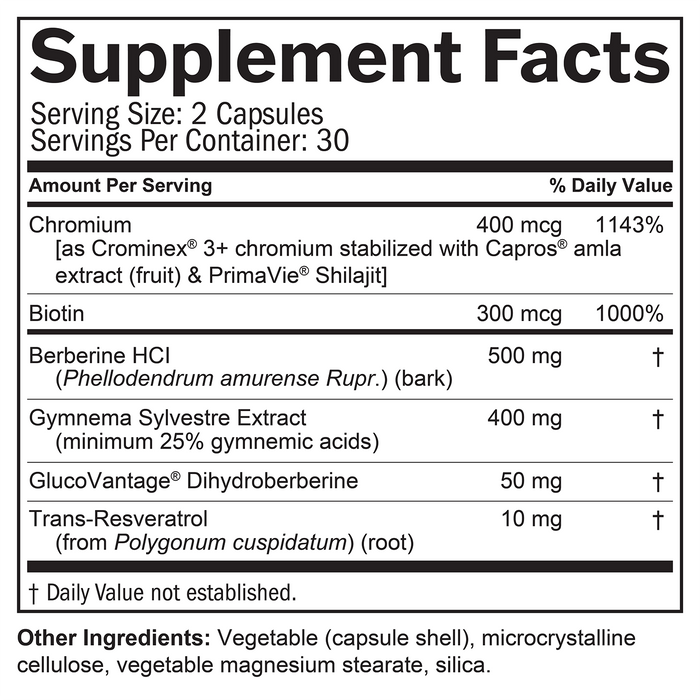 BrainMD Balance My Blood Sugar: infographic, supplement facts box