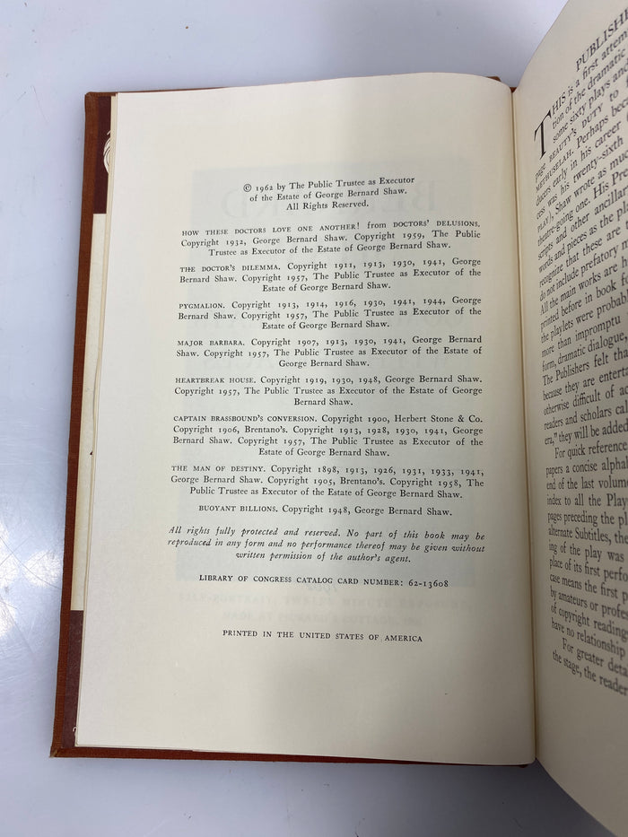 Bernard Shaw Complete Plays Vol I Ex-library 1962 HC