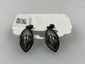 Black Metallic Silver Teardrop Earrings