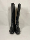 Black Nine West Barile Faux Leather Knee High Block Heel Boots Women's Size 6