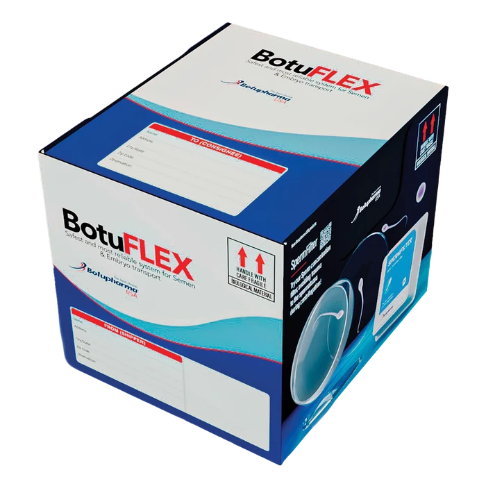 BotuFlex,"Blue and white shipping box with labeled address fields"