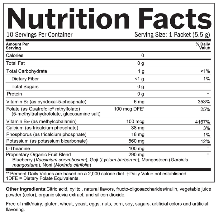 Brain Boost On The Go Supplement Facts information