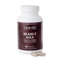 BrainMD Brain-T MAX: brown supplement bottle with capsules against a transparent background