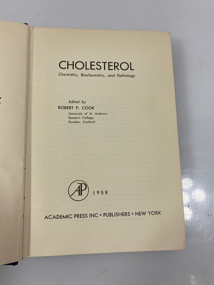 Cholesterol by Robert P. Cook Academic Press Ex-library 1958 HC