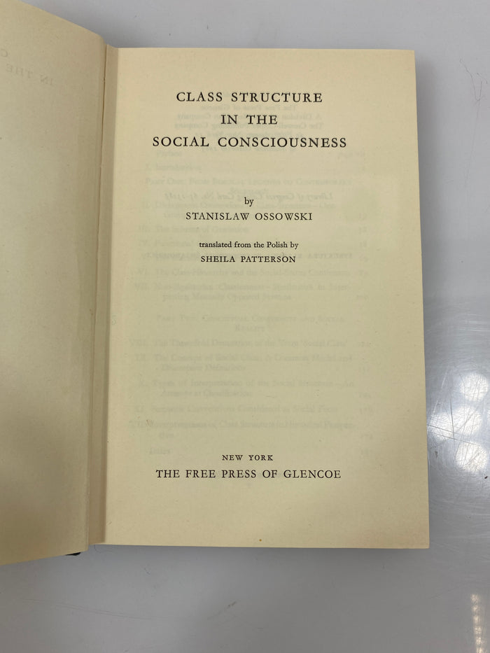 Class Structure in the Social Consciousness by Ossowski Ex-library 1963 HC